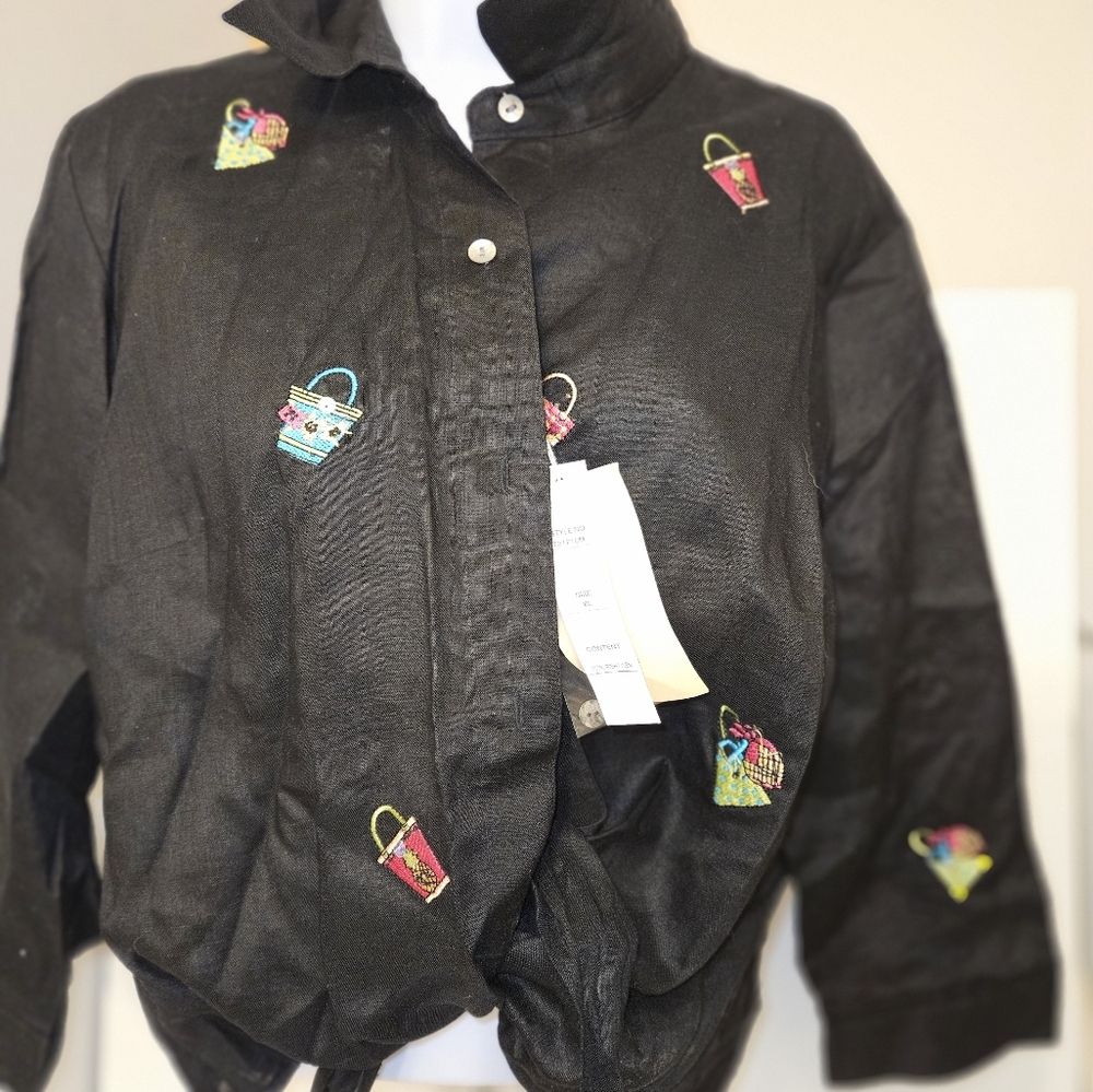 Embroidered Black Women's Jacket
